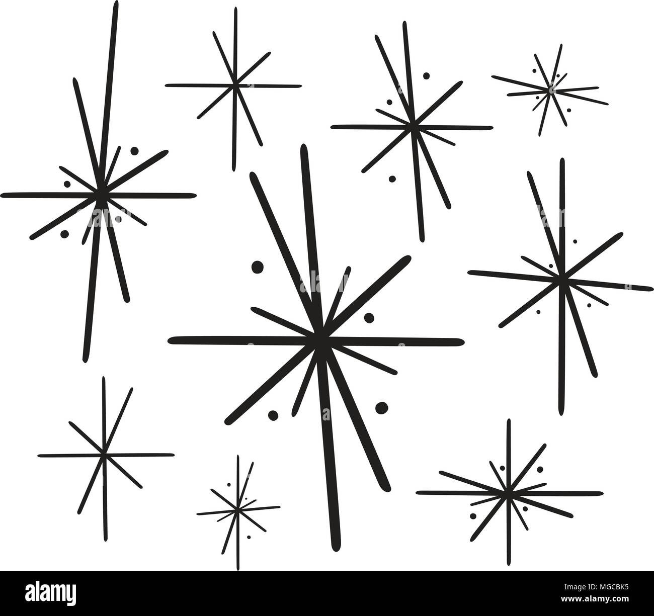 Retro Sterne 2 - Retro Clipart Illustration Stock Vektor