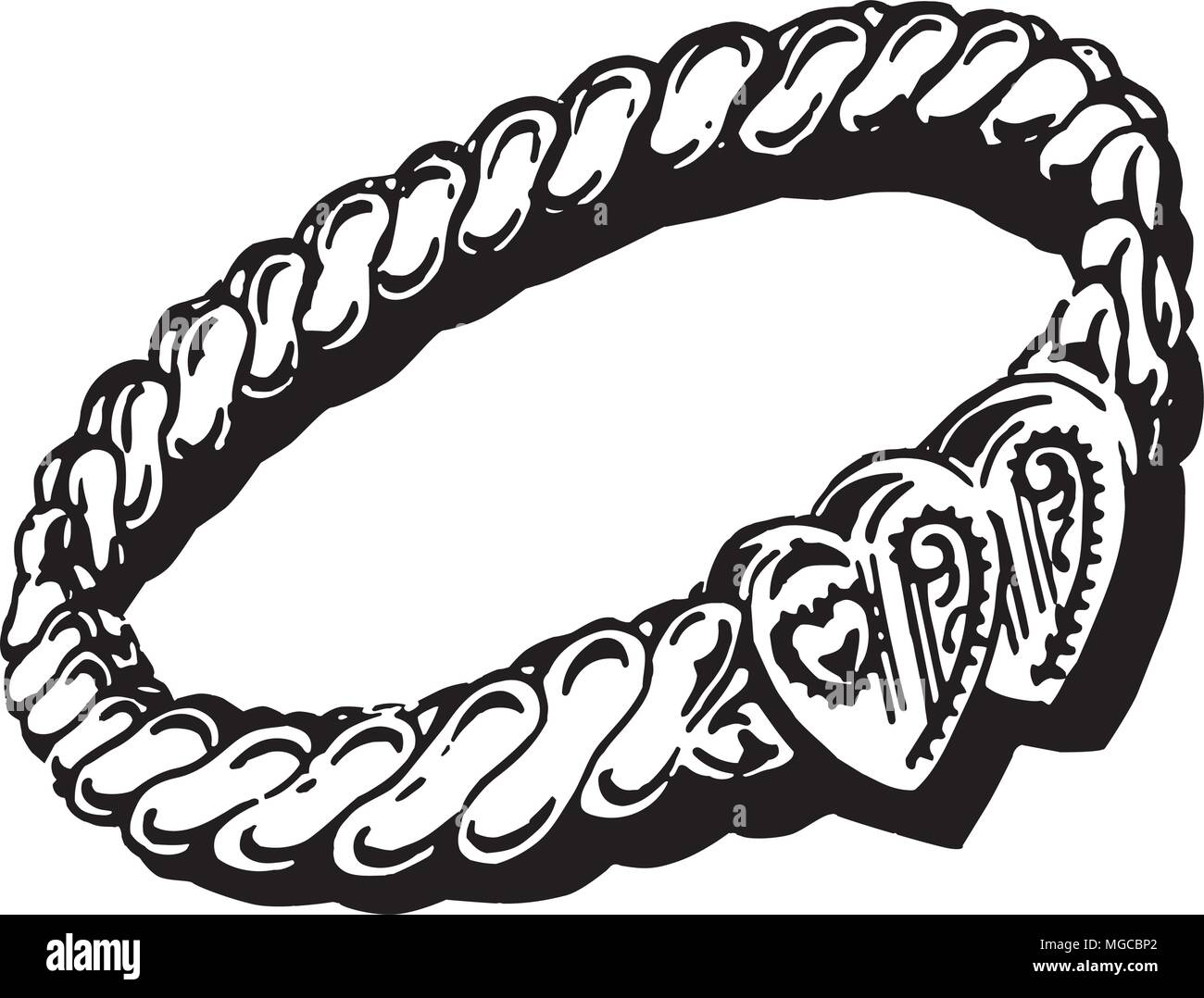 Ring mit zwei Herzen - Retro Clipart Illustration Stock Vektor