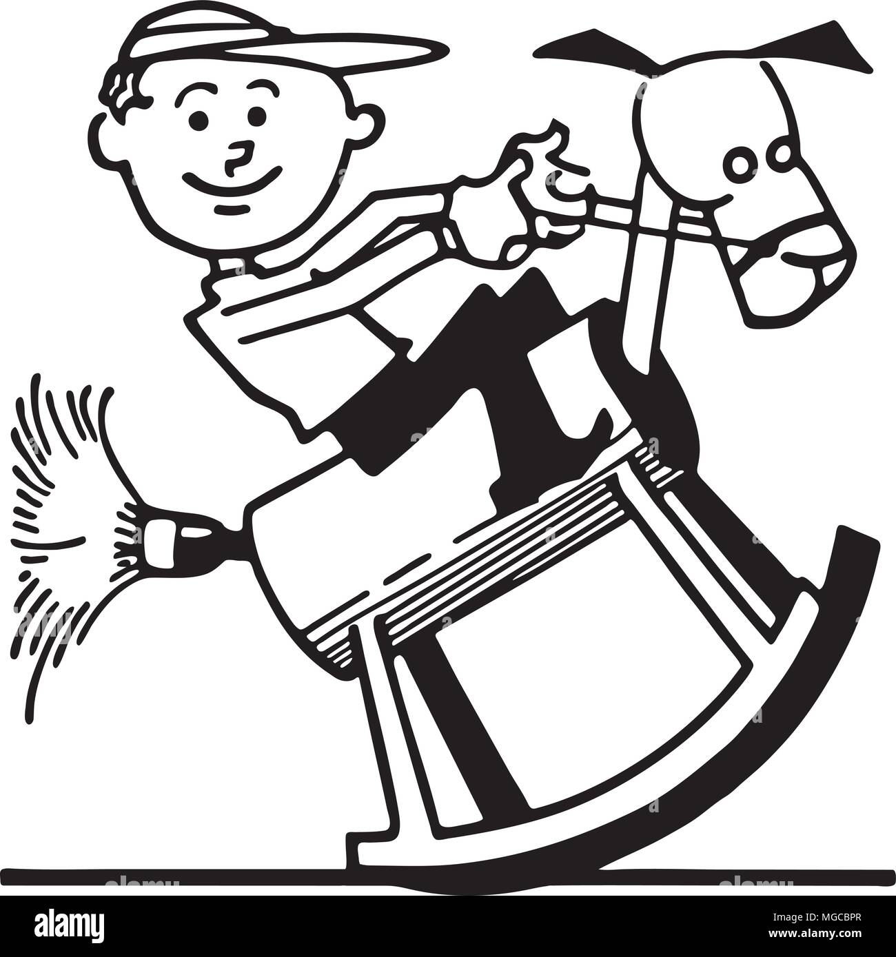 Schaukelpferd - Retro Ad Art Illustration Stock Vektor