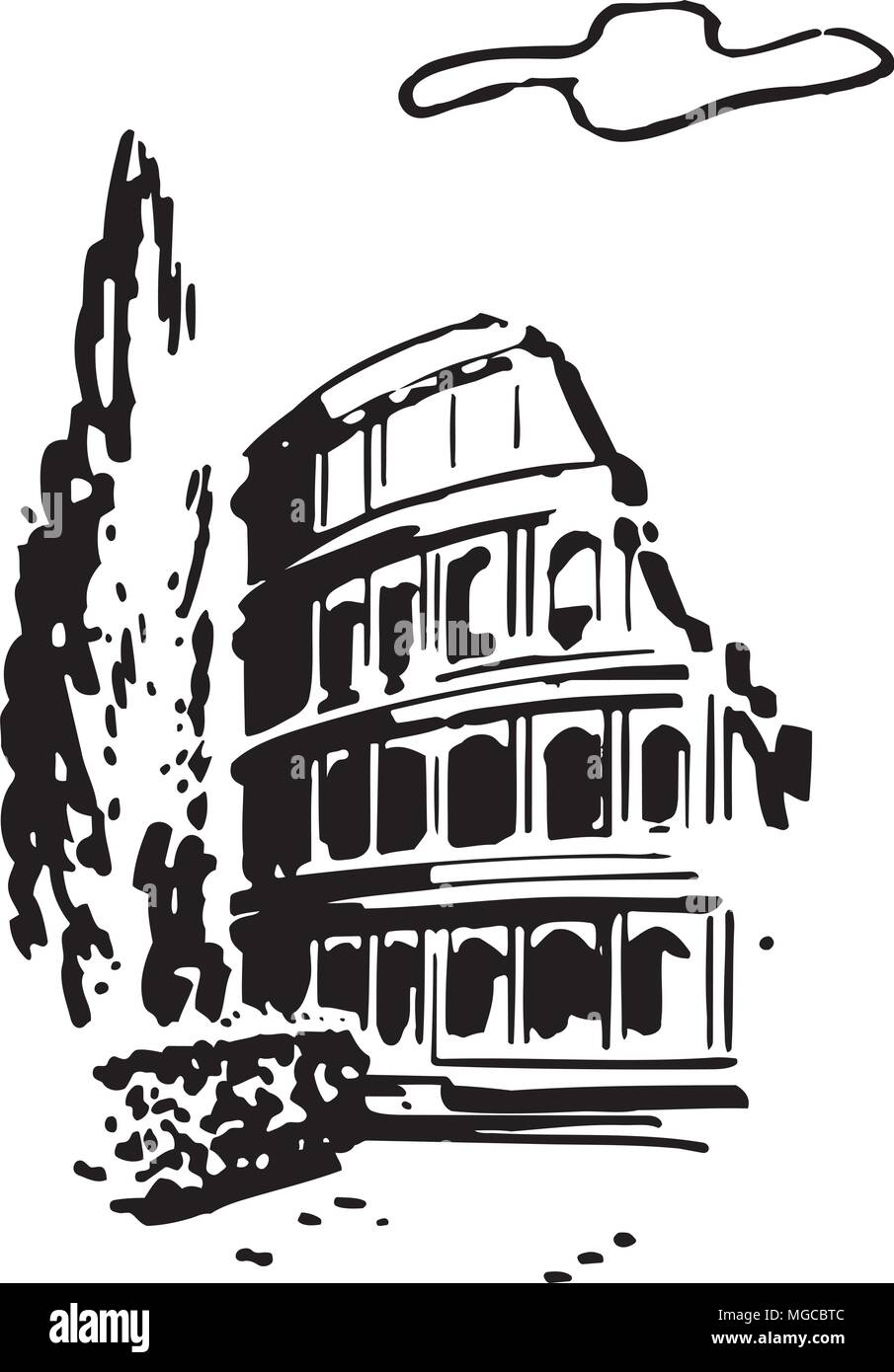 Kolosseum - Retro Clipart Illustration Stock Vektor