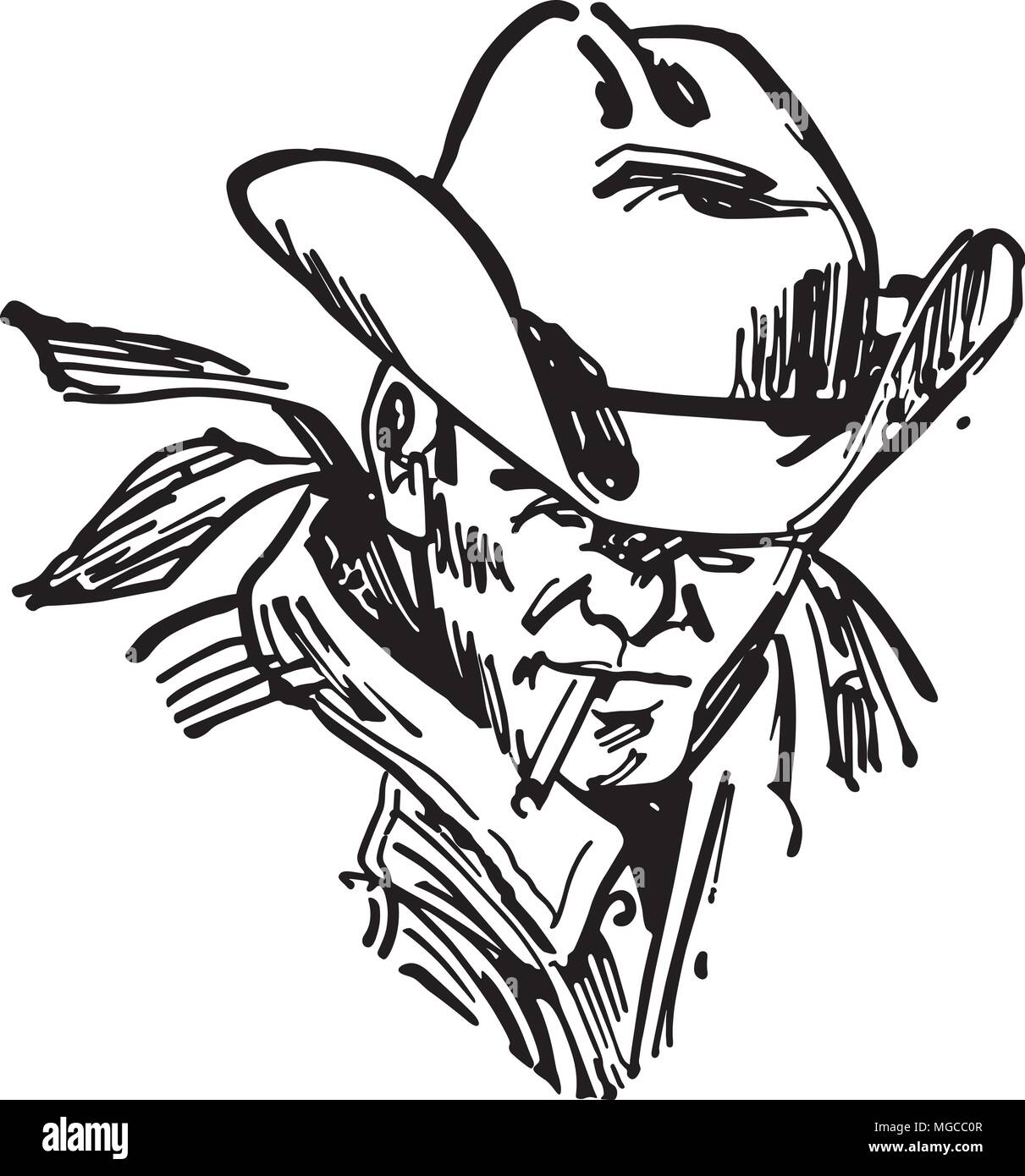 Robuste Cowboy - Retro Clipart Illustration Stock Vektor