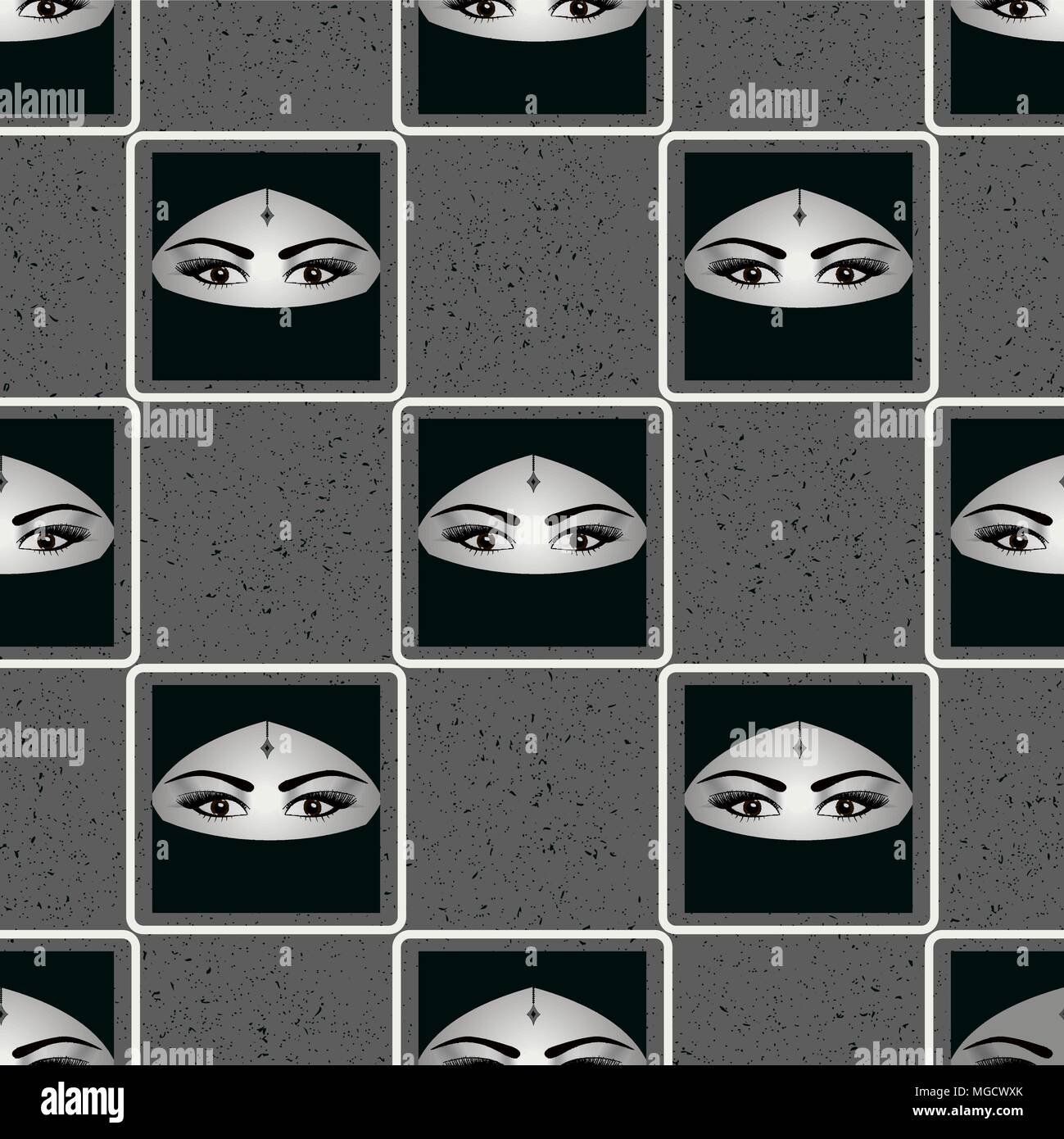 Schöne Augen nahtlose einer muslimischen Frau in niqab Muster, Vector Illustration eps 10. Stock Vektor