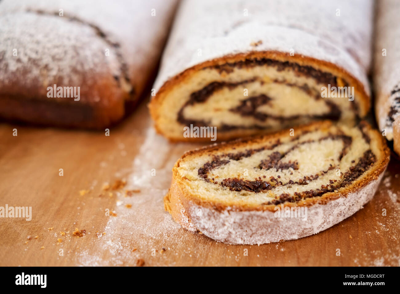 Traditionelle polnische Makowiec - Mohn Kuchen Stockfoto