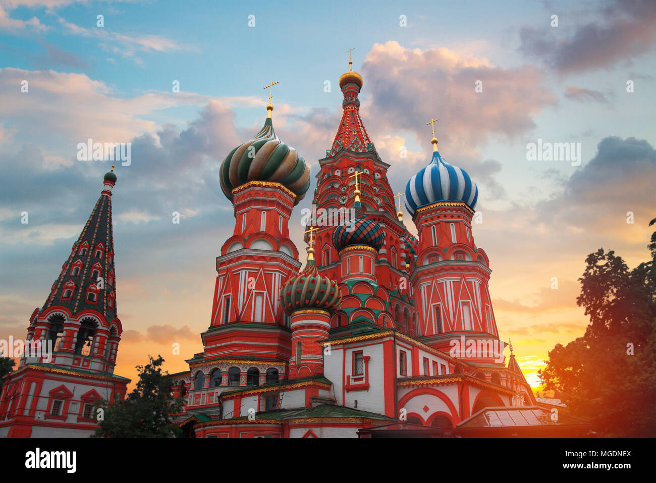Basilius Kathedrale - eine orthodoxe Kirche auf dem Roten Platz in Moskau, eine bekannte Denkmal der russischen Architektur. Stockfoto