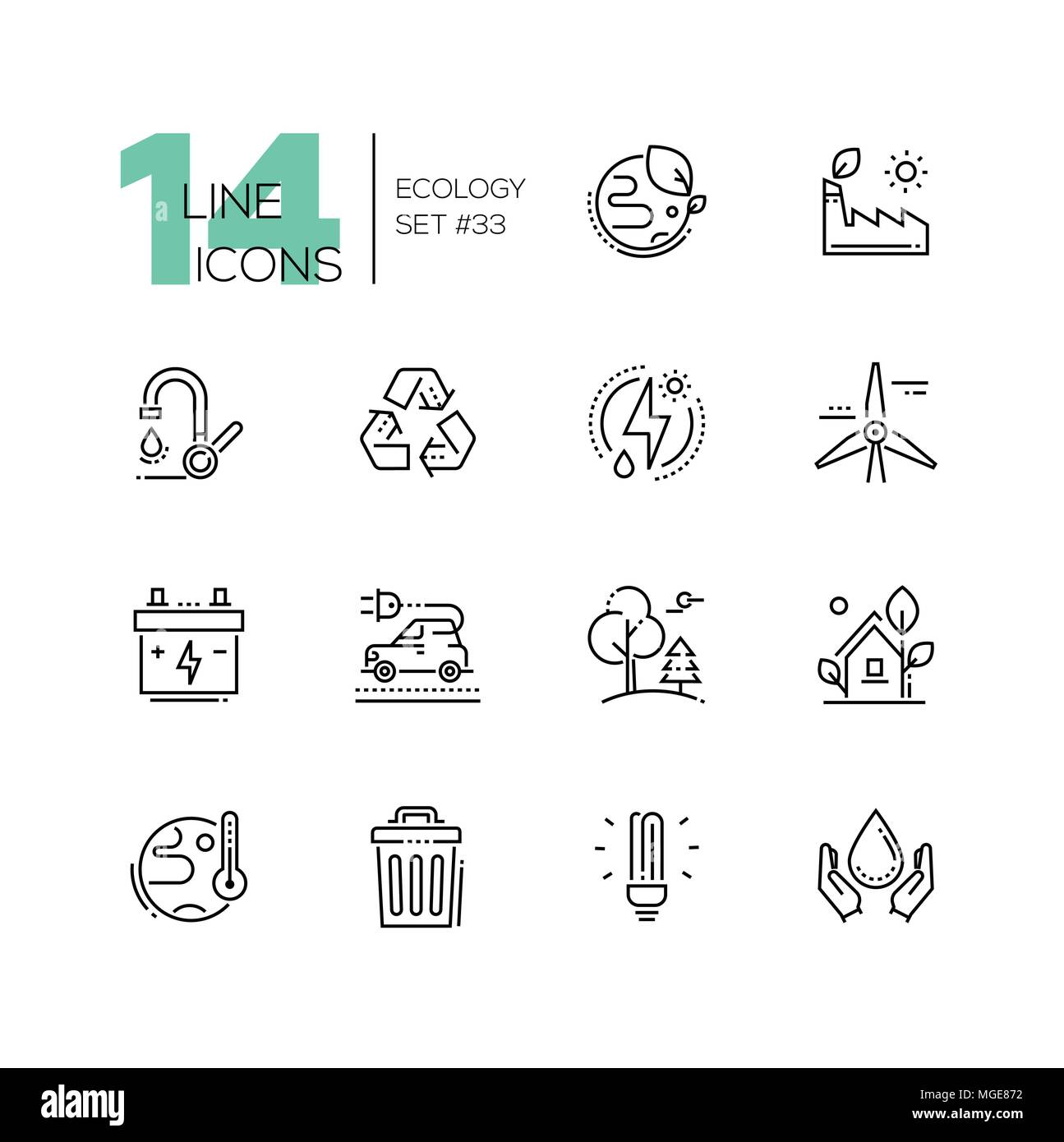 Ökologie - Line Design style Icons Stock Vektor