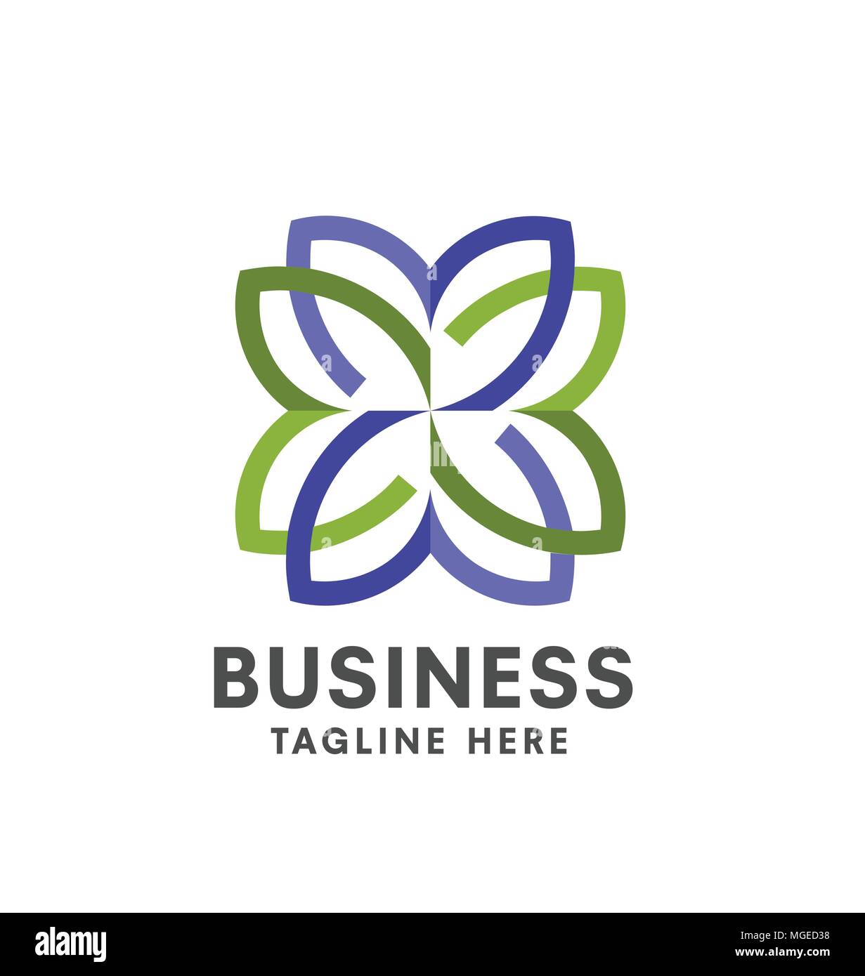 Bunte Blume outline logo Vorlage. Floral illusion Logo. Minimale floral Logo. Bunte Blume. Business Logo Vorlage. Blume Umrisse Symbol. Stock Vektor