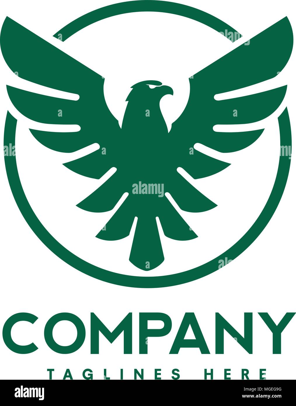 Adler Vogel mit Kreis Logo, kreative hawk Schriftzug, Phoenix bird Abbildung logo Stock Vektor