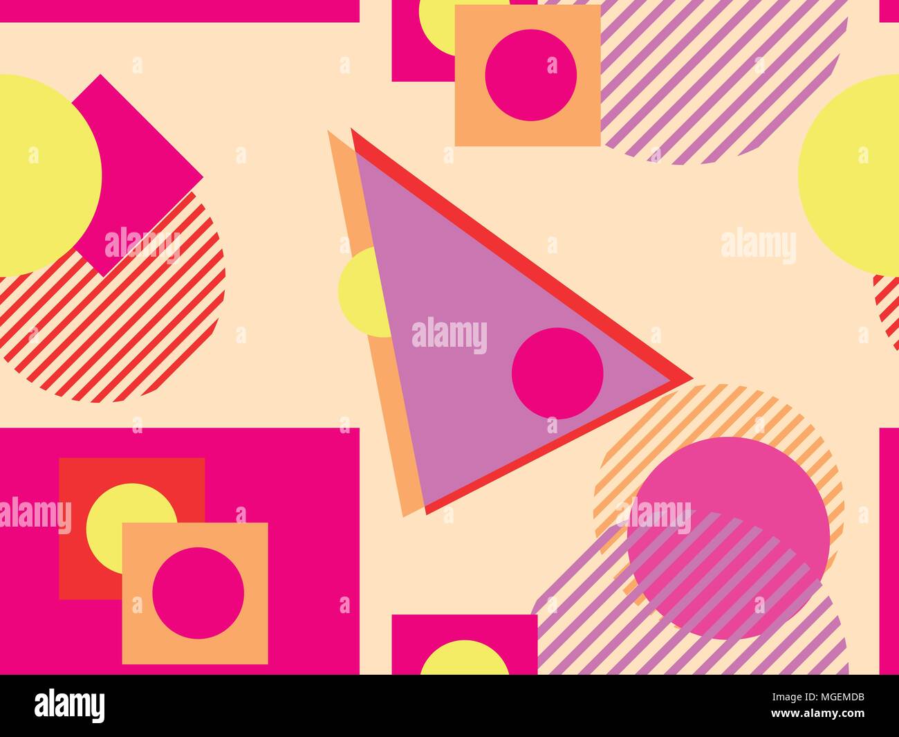 Memphis nahtlose Muster. Geometrische Elemente Memphis im Stil der 80er Jahre. Vector Illustration Stock Vektor