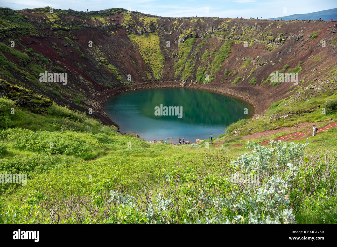 Kerið vulkanischen Krater Kerid See auch genannt oder Kerith im südlichen Island ist ein Teil der Golden Circle Route Stockfoto