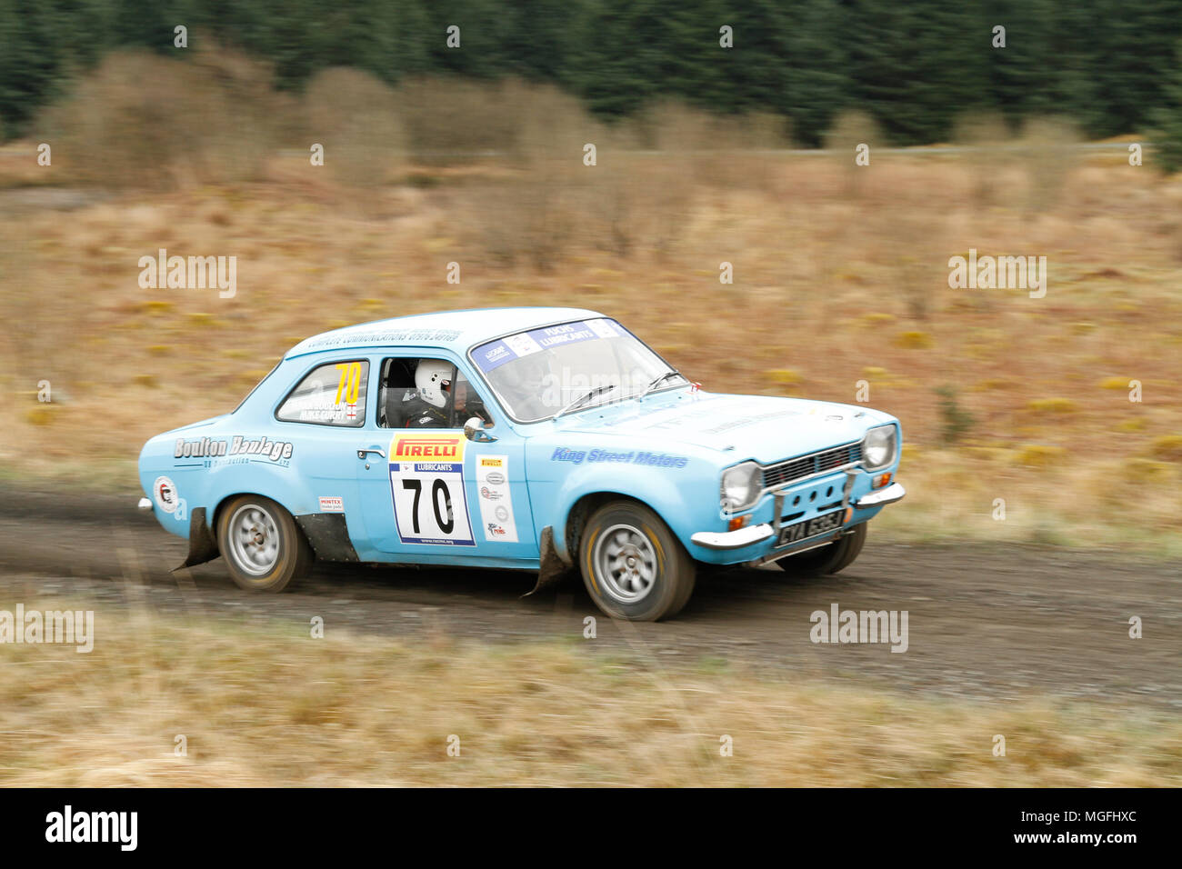 Kielder Forest, Northumberland, Großbritannien, 28. April 2018. Rallye Fahrer konkurrieren in der Pirelli internationale Rallye und der FUCHS Schmiermittel MSA British historischen Rally Championship. (Spezielle Phase 1 - Pundershaw 1). Andrew Cheal/Alamy leben Nachrichten Stockfoto