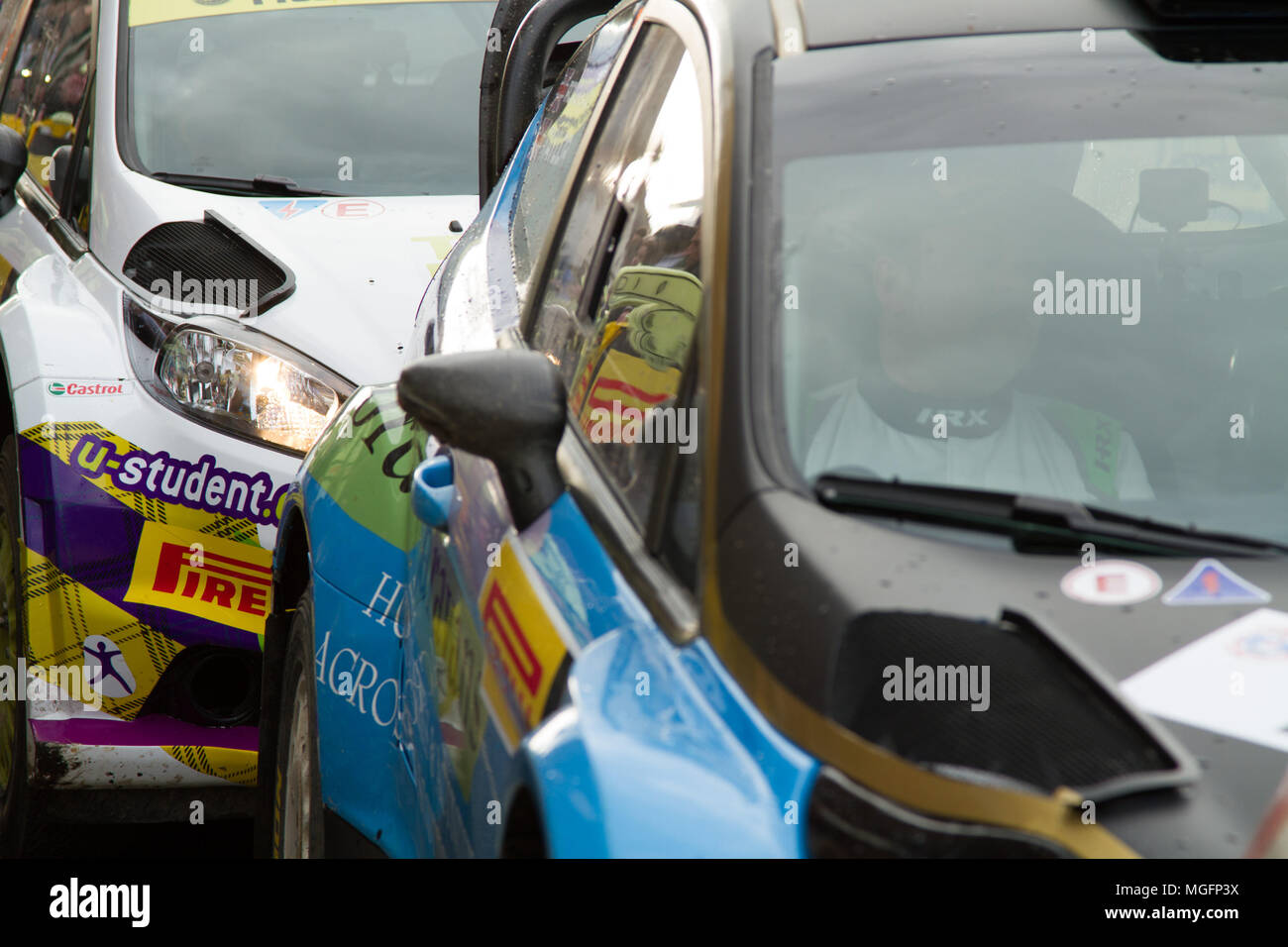 Brampton, Cumbria, UK, 28. April 2018. Feierlicher Abschluss des der Pirelli internationale Rallye fand in Brampton, Cumbria. Andrew Cheal/Alamy leben Nachrichten Stockfoto