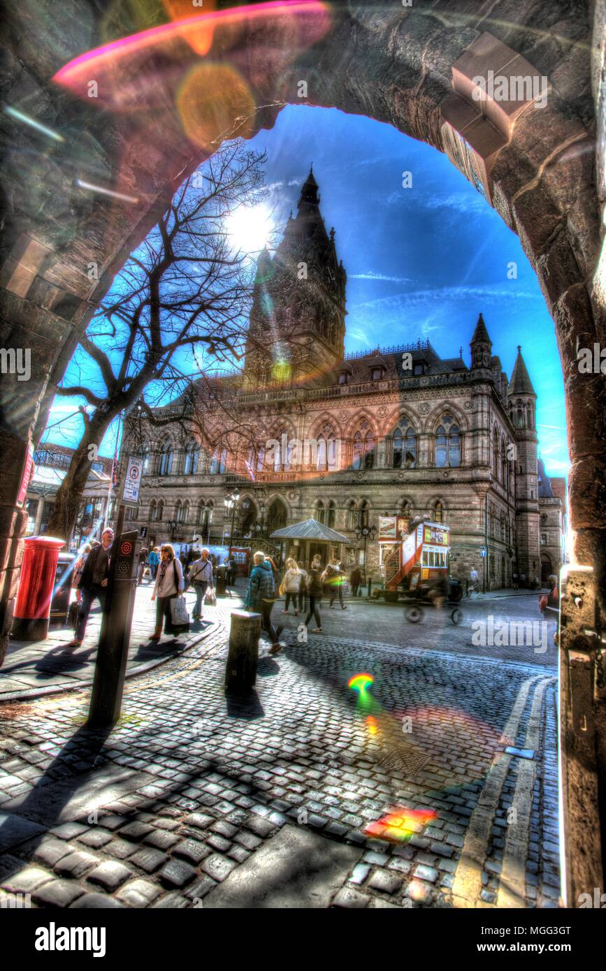 Stadt Chester, England. Künstlerische Silhouette der William Henry Lynn entworfen, Chester Town Hall. Stockfoto