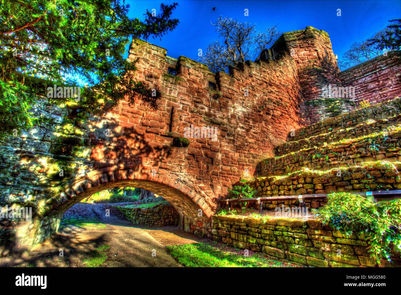 Stadt Chester, England. Künstlerische Ansicht von Wand von bonewaldesthorne's Tower auf der Chester Stadtmauer, für den Wasserturm. Stockfoto