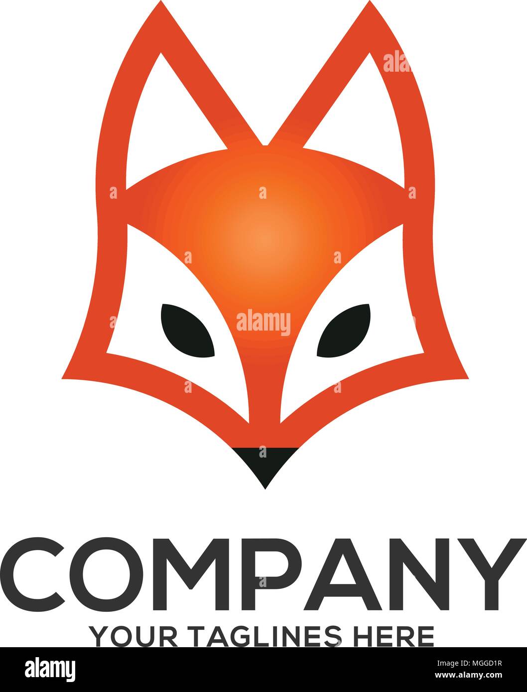 Fox Head Logo, Vector, Vektor Fox Logo auf weissem Hintergrund, flach und Colour Style europäische Wald Tier Sammlung Stock Vektor