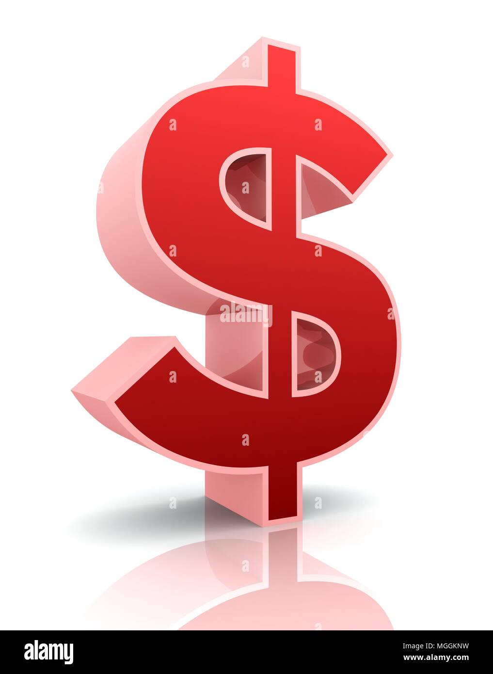 Dollarzeichen Konzept 3d-Abbildung auf weißem Hintergrund Stockfoto