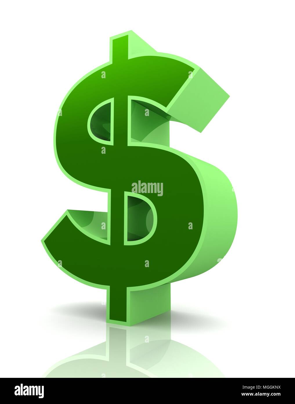 Dollarzeichen Konzept 3d-Abbildung auf weißem Hintergrund Stockfoto