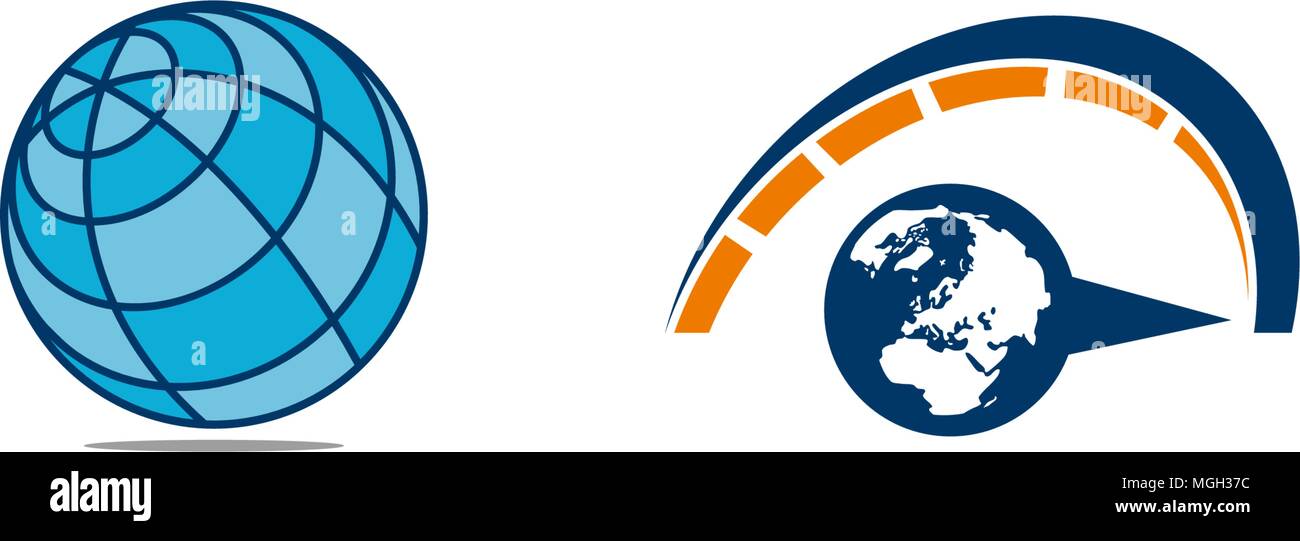 World Globe Logo Design Vorlage festlegen Stock Vektor
