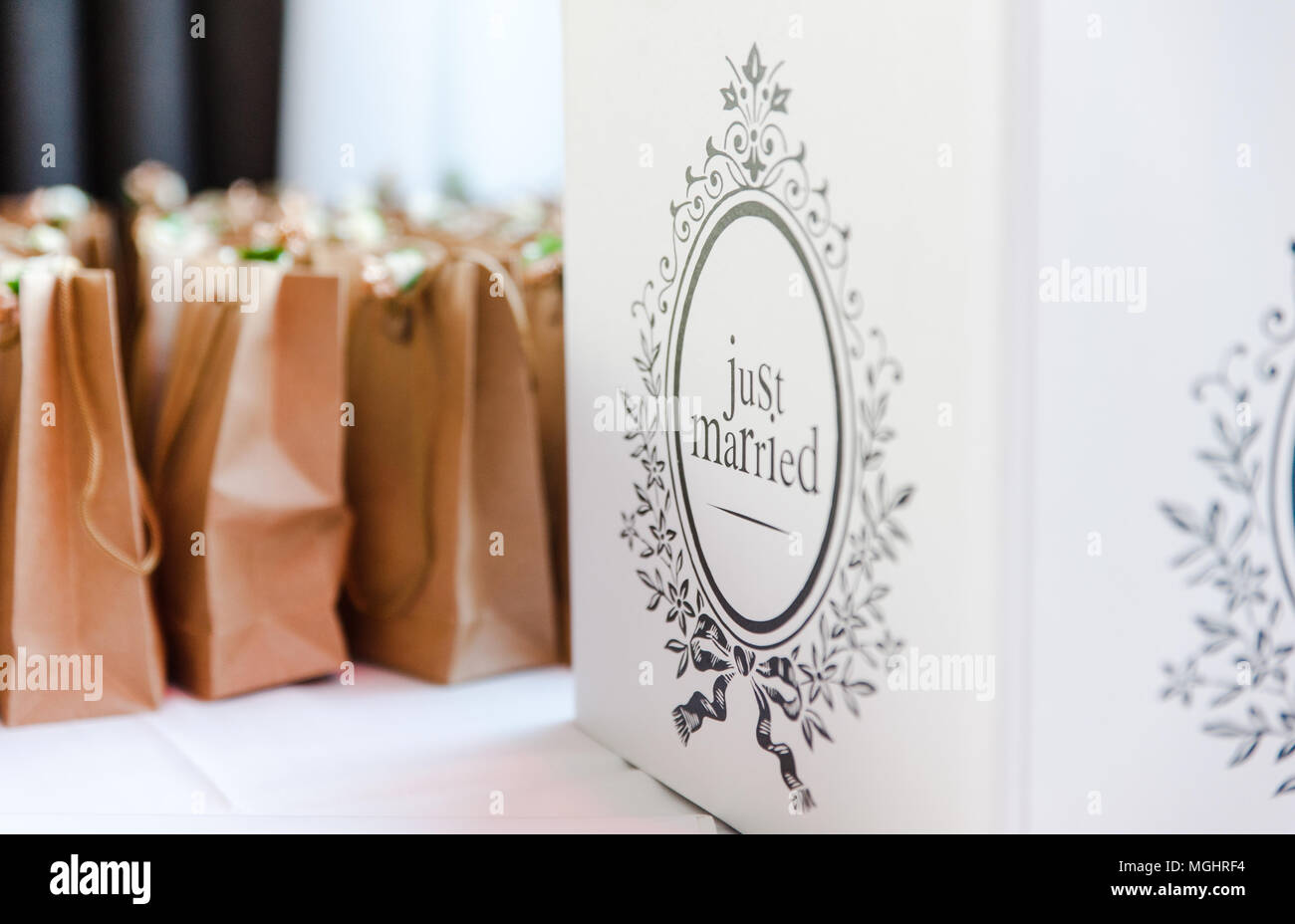 Hochzeit buchen Sie zum Schreiben Gruß und die besten Wünsche in Hochzeit Tag Stockfoto