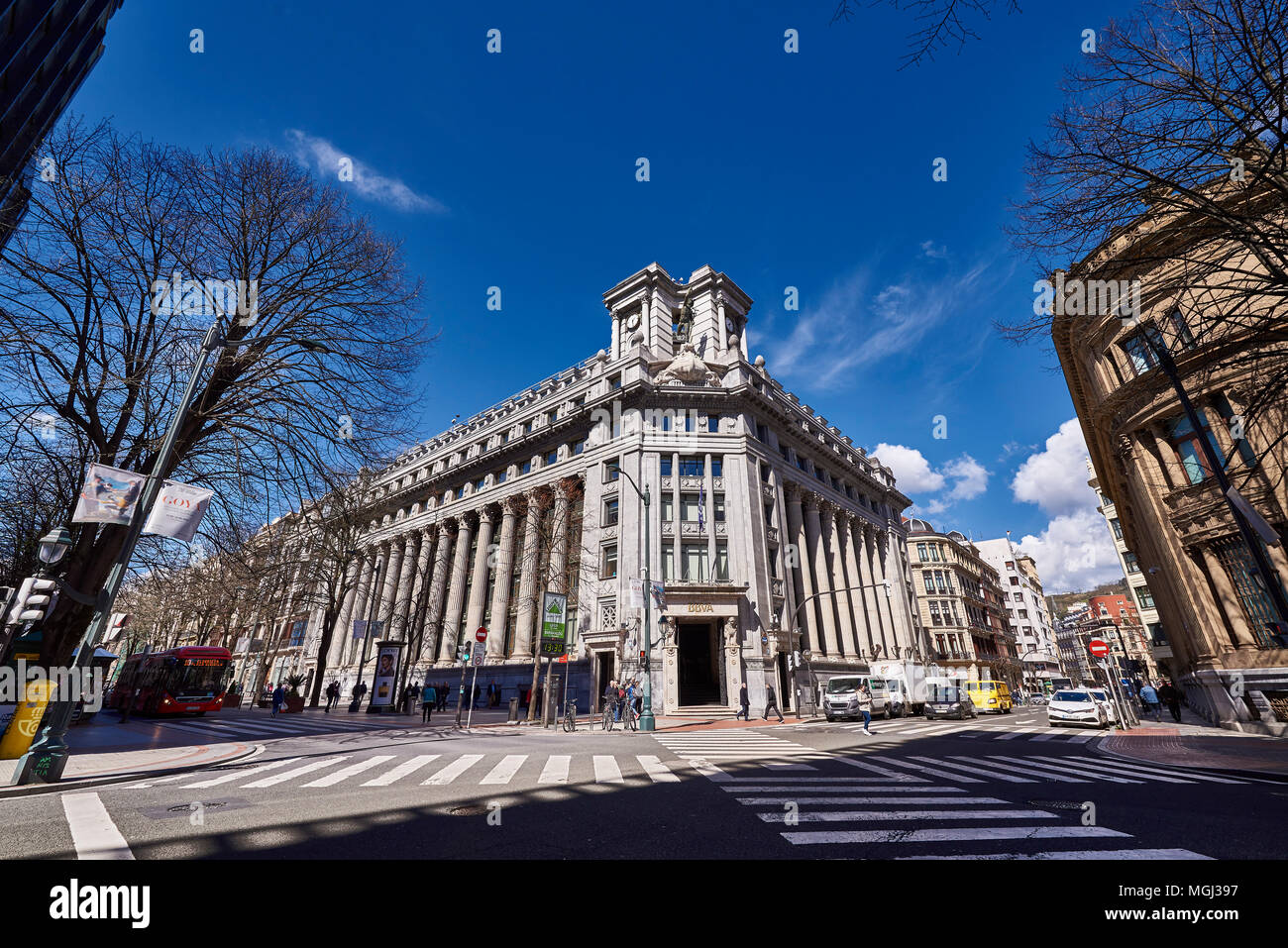 BBVA Gebäude, Bilbao, Vizcaya, Baskenland, Euskadi, Euskal Herria, Spanien, Europa Stockfoto