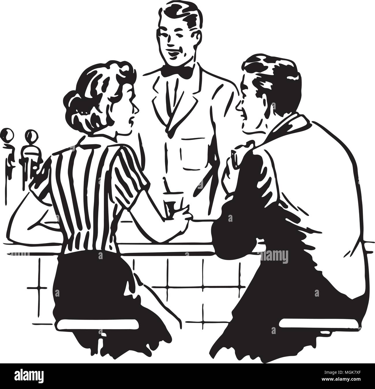 Im Gespräch mit der Soda Jerk Retro Clipart Illustration Stock