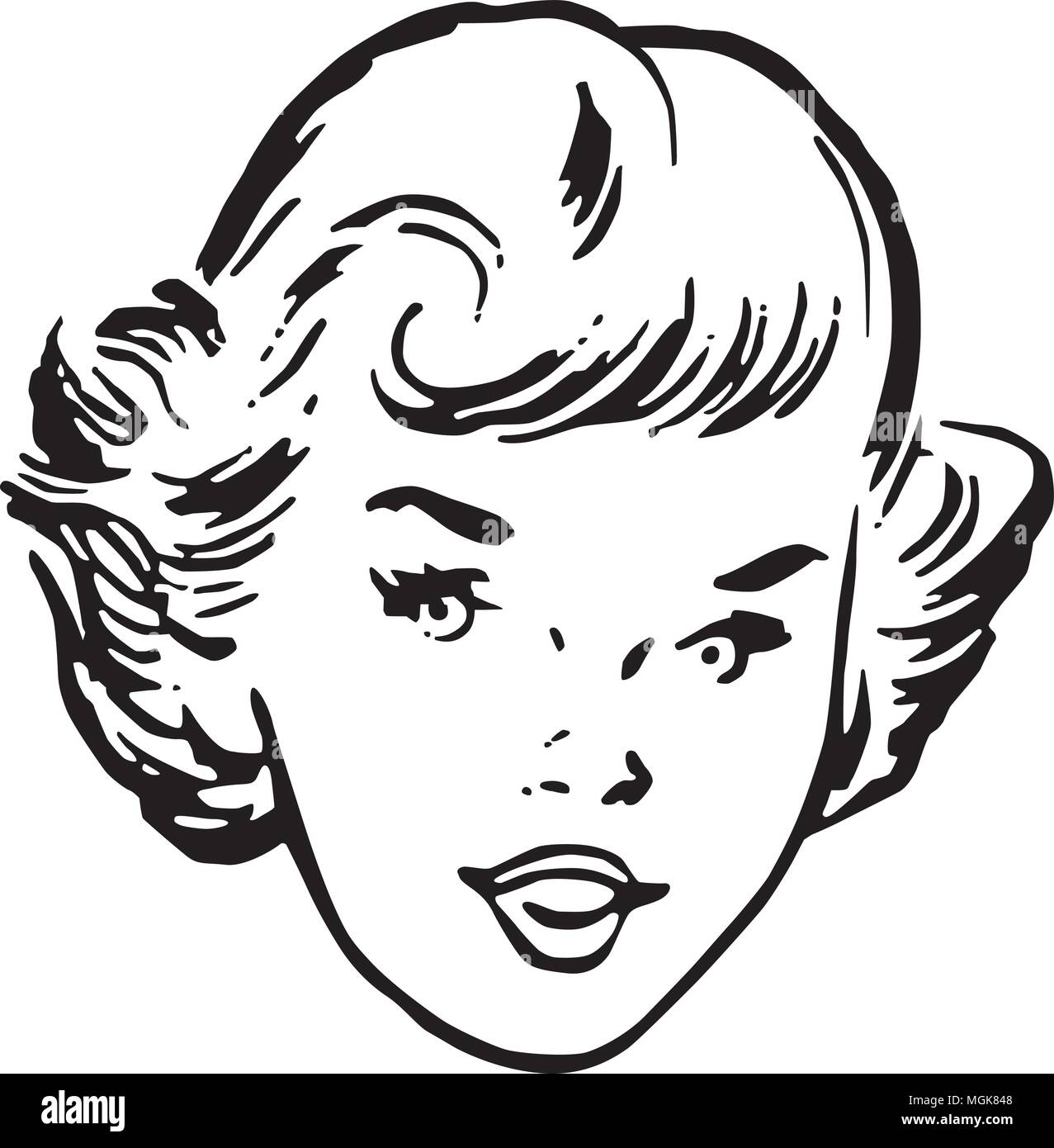 Junges Mädchen - Retro Clipart Illustration Stock Vektor