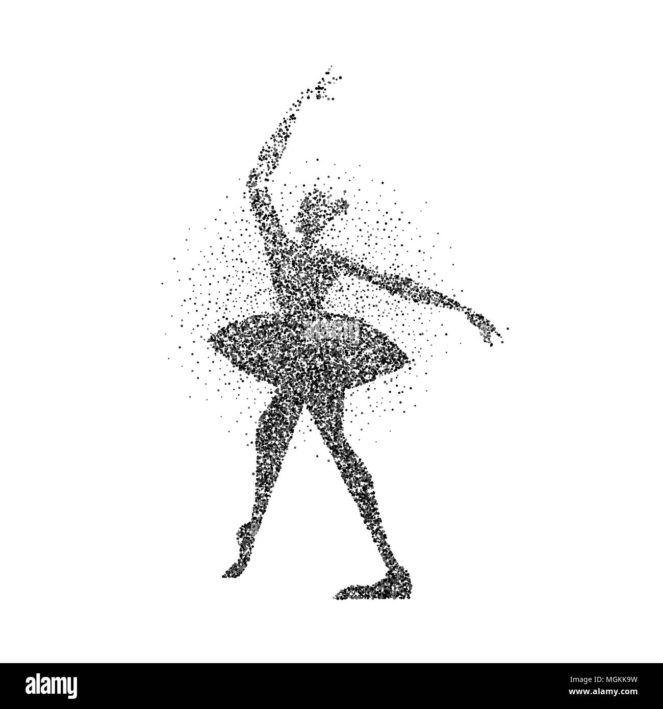 Girl silhouette Tanz klassisches Ballett aus Teilchen Splash. Ballerina Tänzer in Bewegung. EPS 10 Vektor. Stock Vektor