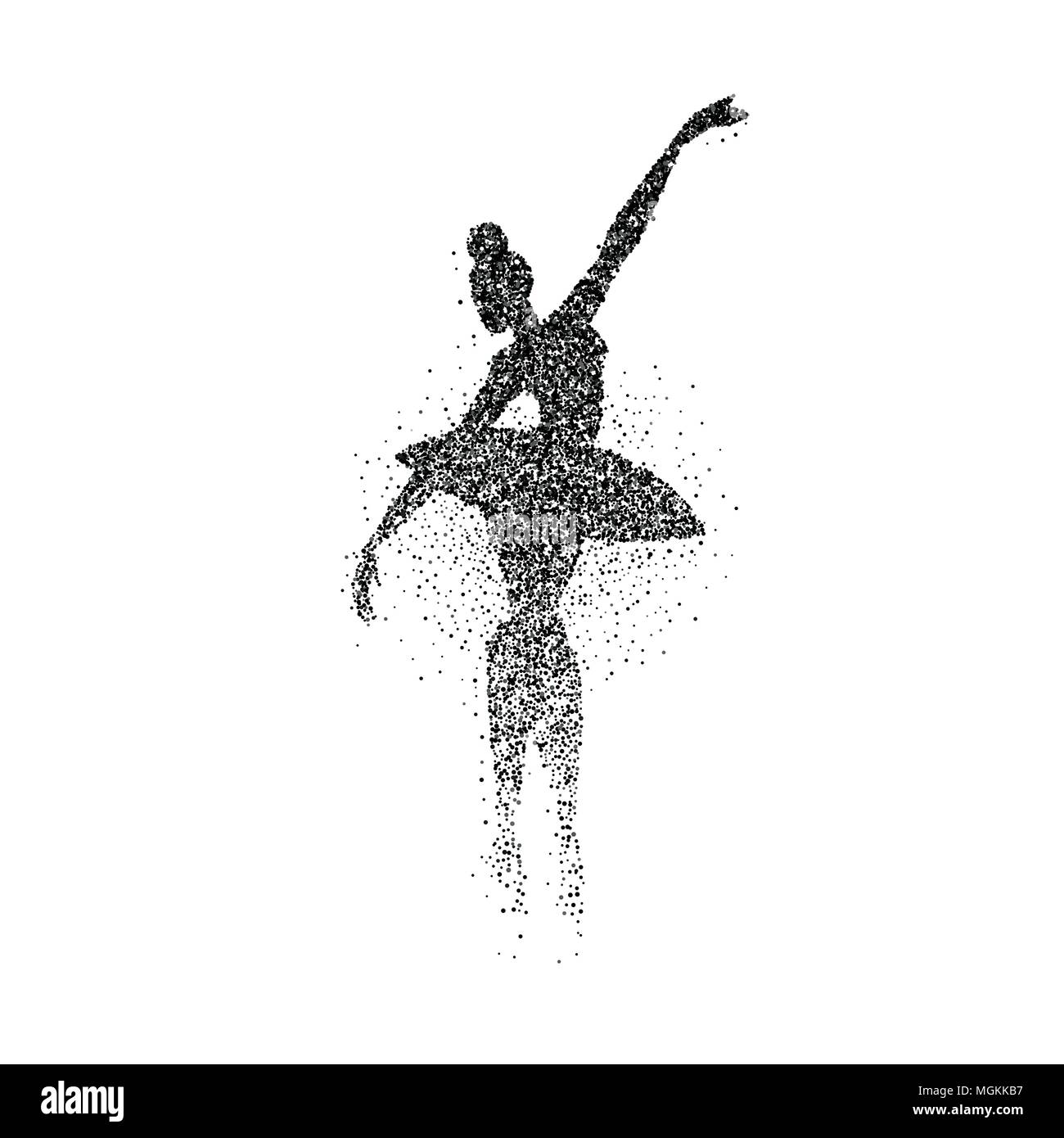 Girl silhouette Tanz klassisches Ballett aus Partikel Staub Splash. Ballerina Tänzer in Aktion. EPS 10 Vektor. Stock Vektor