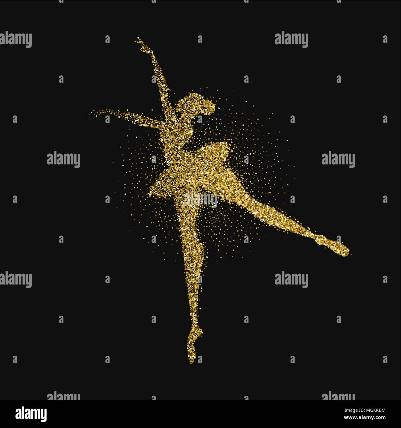 Girl silhouette Tanz klassisches Ballett aus gold Glitter Splash. Ballerina Tänzer in goldener Farbe. EPS 10 Vektor. Stock Vektor