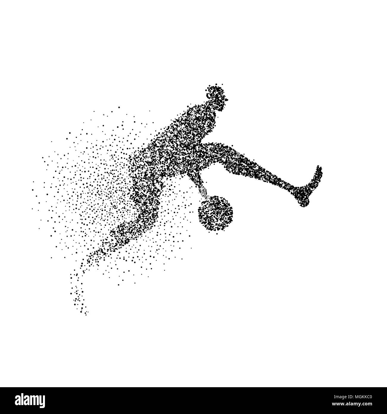 Basketball player Silhouette aus schwarzem Partikelfilter splash auf isolierten Hintergrund. Abstrakte Athlet Mann in Aktion mit Basketball. EPS 10 Vektor. Stock Vektor