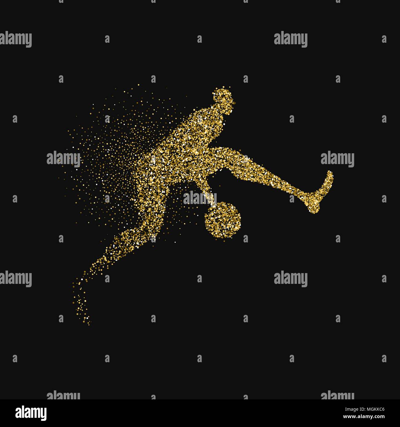 Basketball player Silhouette aus gold Glitter splash über schwarzen Hintergrund. Goldene Farbe Athlet Mann springen mit Basketball. EPS 10 vect Stock Vektor