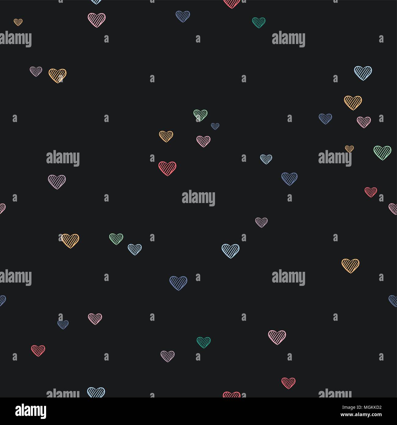 Cute Herzform nahtlose Muster von Hand gezeichnet Chalk Herzen. Liebe doodle Hintergrund Abbildung. EPS 10 Vektor. Stock Vektor