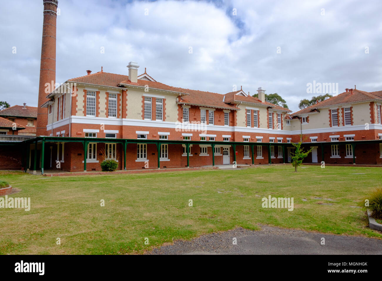 Die Terrassen, La Trobe University. Früher der Mont Park psychiatrischen Krankenhaus, erbaut im Jahre 1903, Bundoora, Victoria, Australien Stockfoto