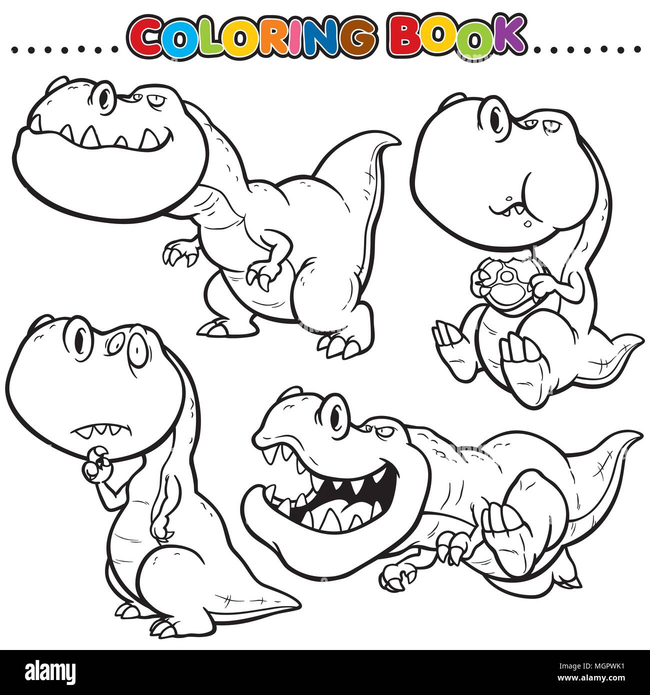Cartoon Malbuch - Dinosaurier Charakter Stock Vektor
