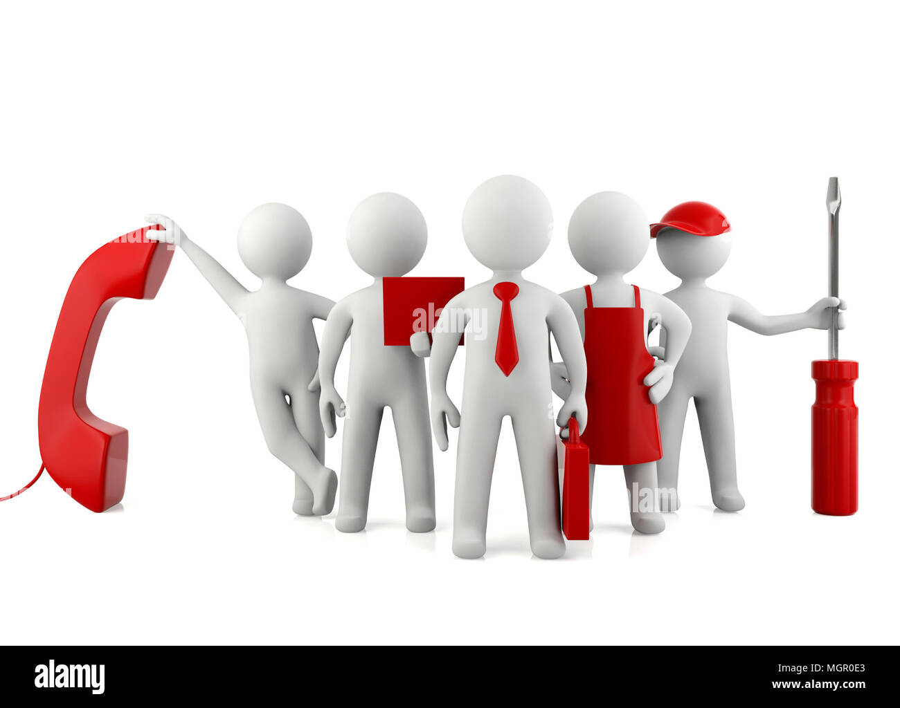 Gruppe von 3-D-Mann verschiedene Karrieren, professional Career Concept Stockfoto