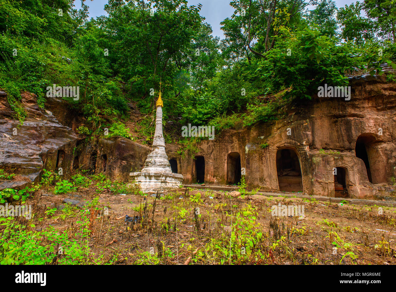 Phowintaung (Berg der isolierten einsame Meditation), eine buddhistische Höhle Komplex, Yinmabin Township, Monywa Bezirk, Sagaing Region, nördlichen Burma (M Stockfoto