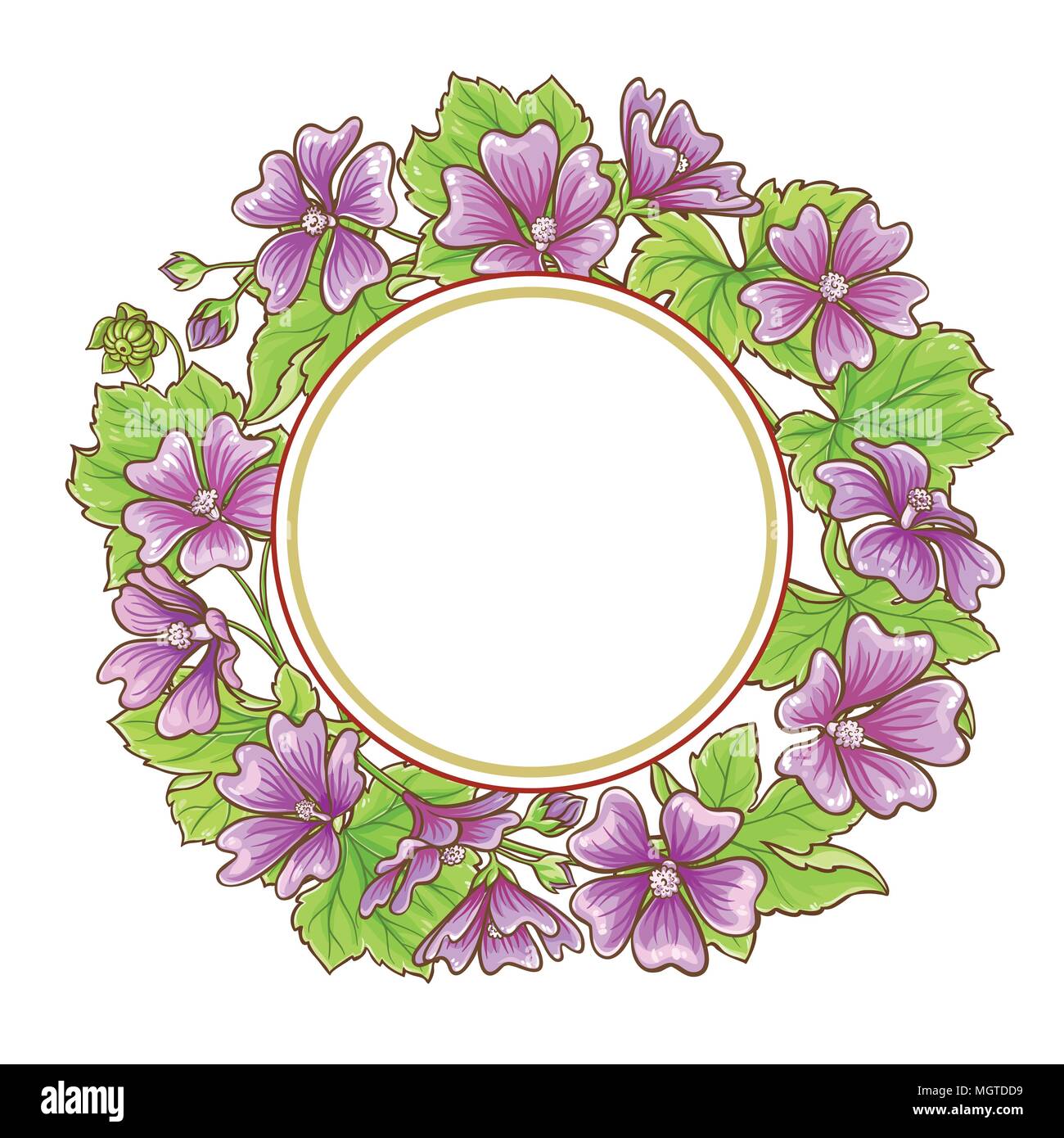 Malva anlage Vektor Rahmen auf weißem Hintergrund Stock Vektor