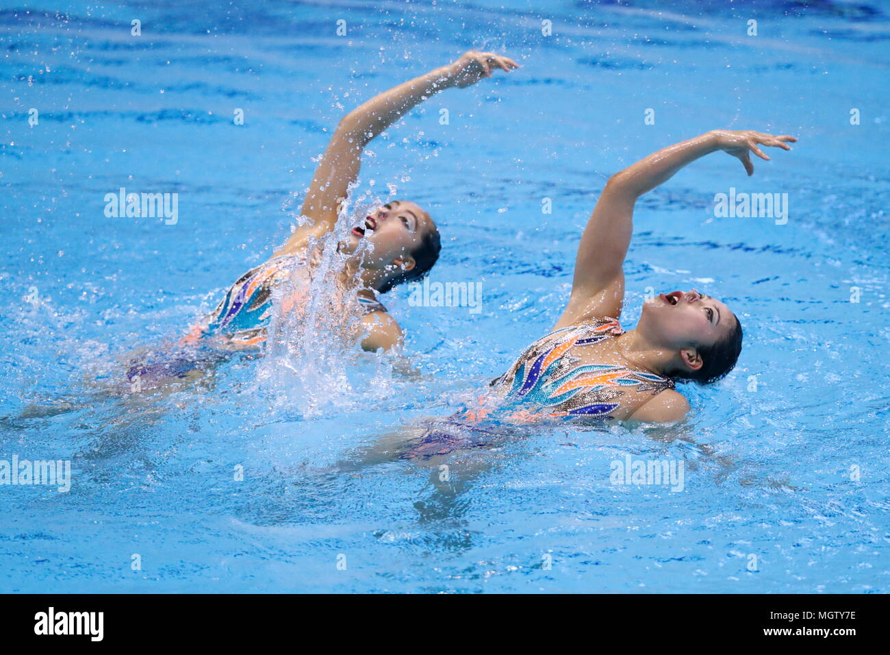 Moeka Kijima & Natsuno Kumon, 29. APRIL 2018 künstlerische Schwimmen: Die 94 Japan künstlerische Schwimmen Meisterschaften Open Duett 2018 sich vorläufig auf Tatsumi International Swimming Centre, Tokyo, Japan. Credit: Sho Tamura LBA SPORT/Alamy leben Nachrichten Stockfoto