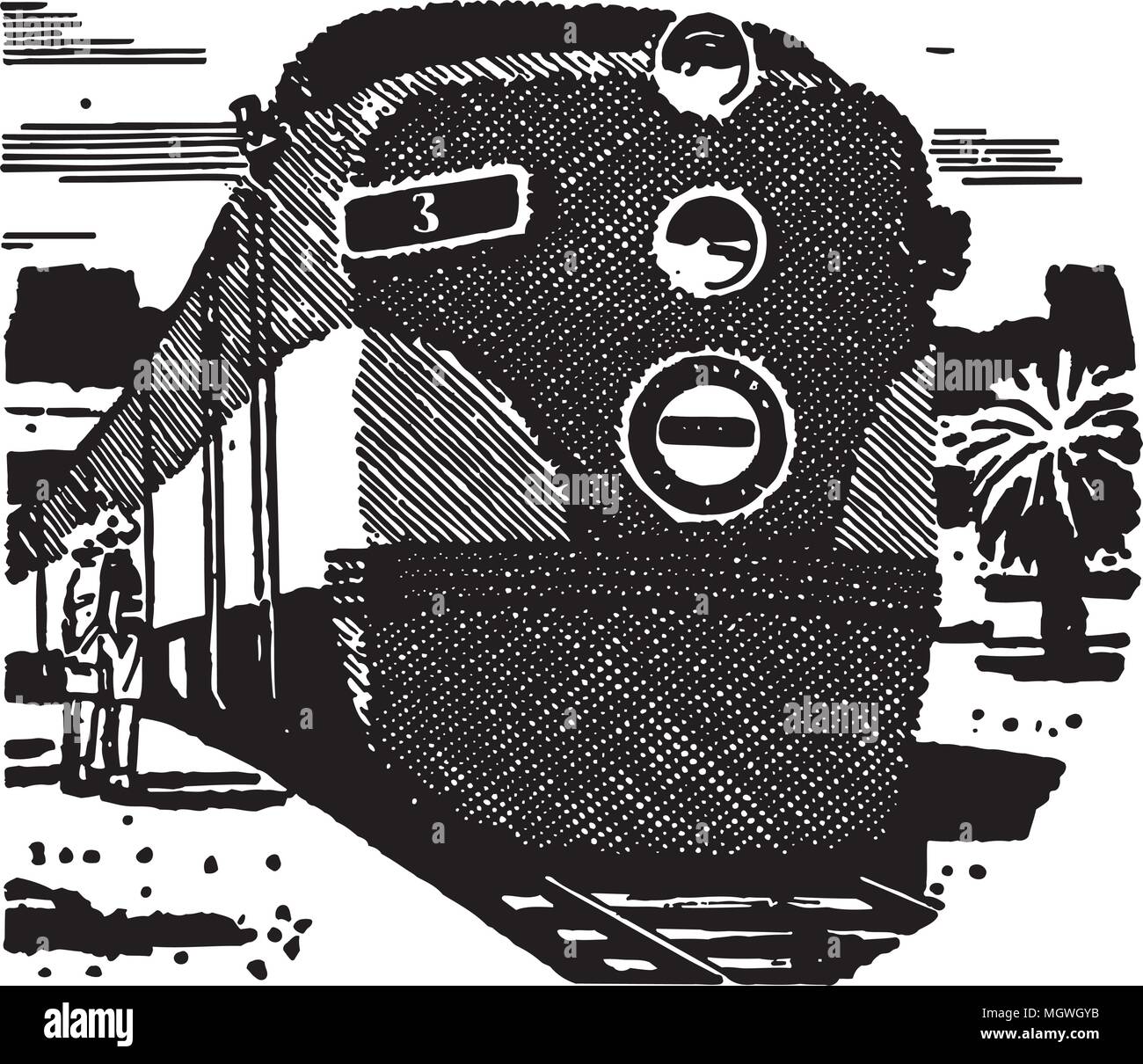 Zug Retro Clipart Illustration Stock Vektorgrafik Alamy