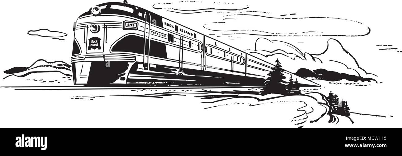 Reisen Mit Der Bahn Retro Clipart Illustration Stock Vektorgrafik Alamy