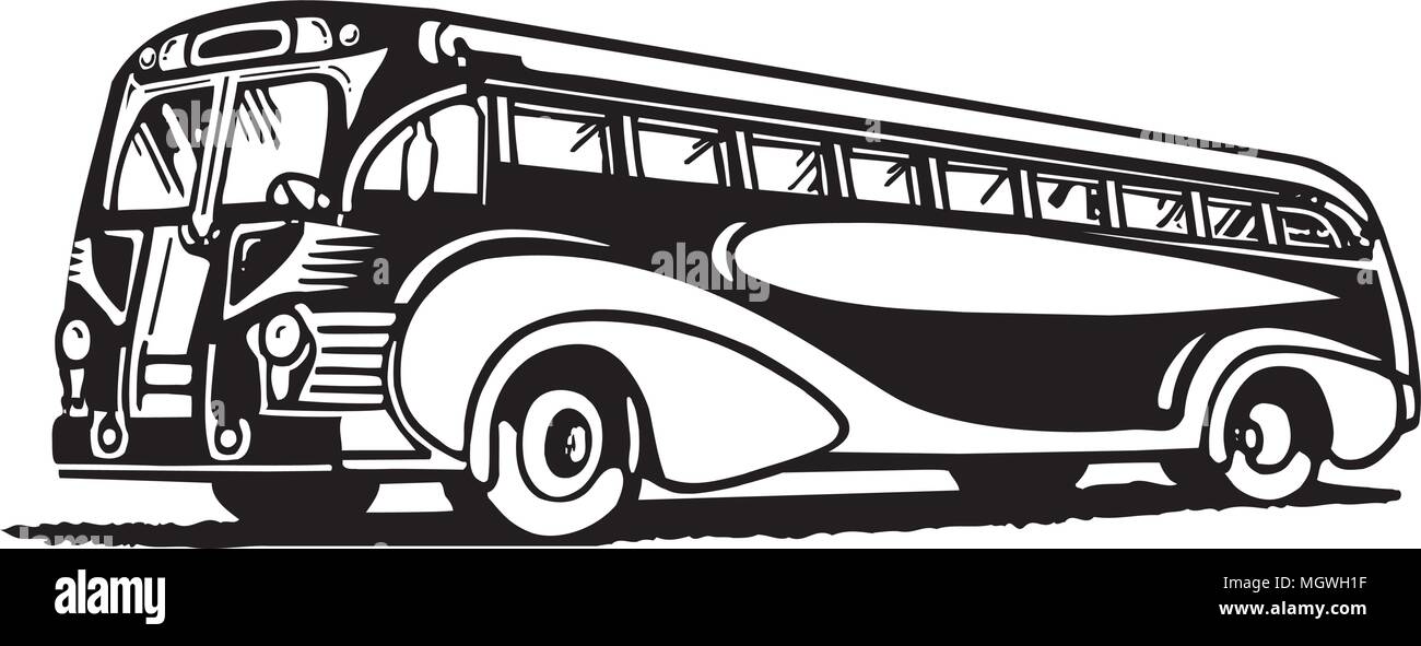Mit dem Bus reisen - Retro Ad Art Illustration Stock Vektor