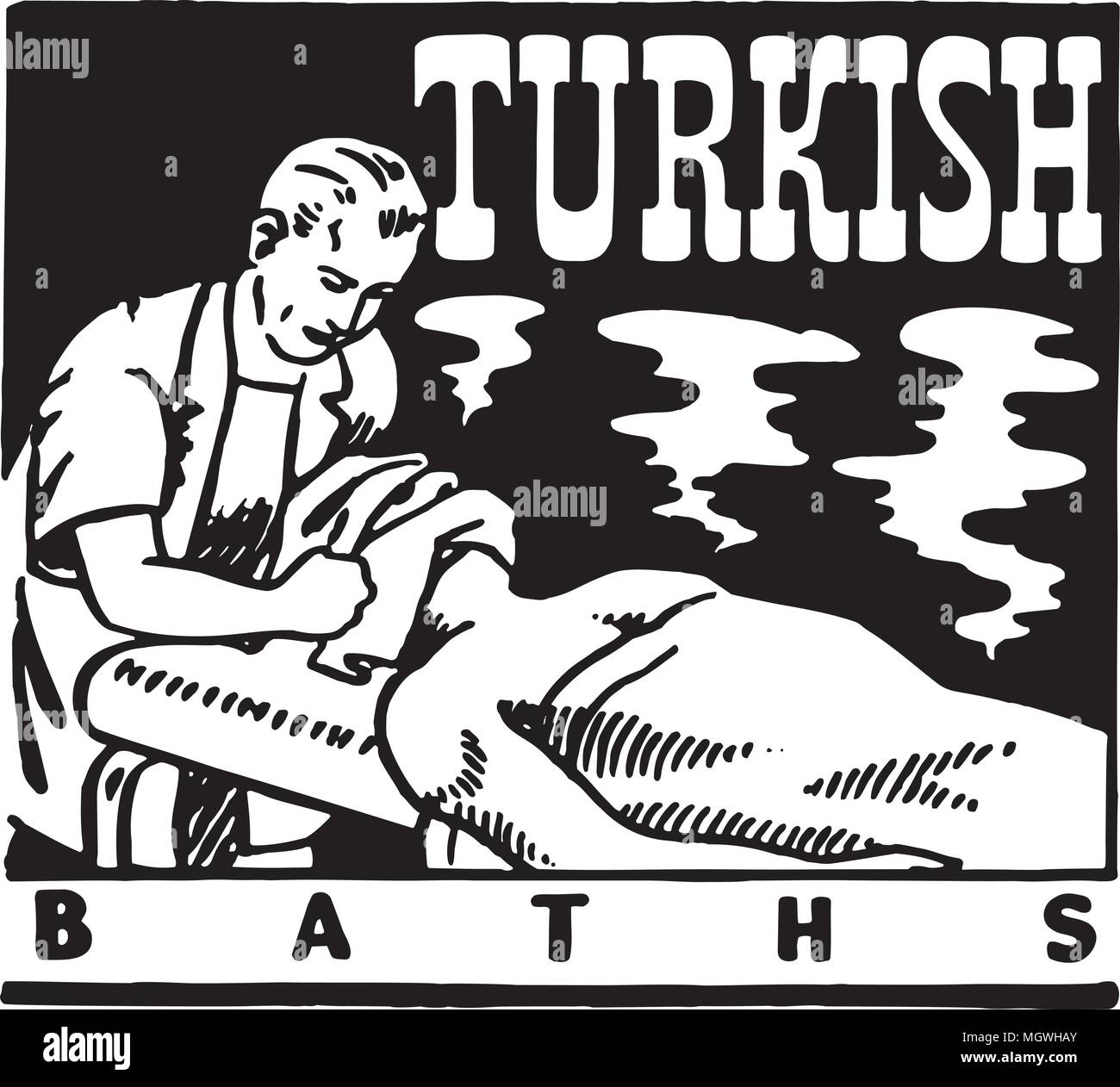 Türkische Bäder - Retro Ad Kunst Banner Stock Vektor