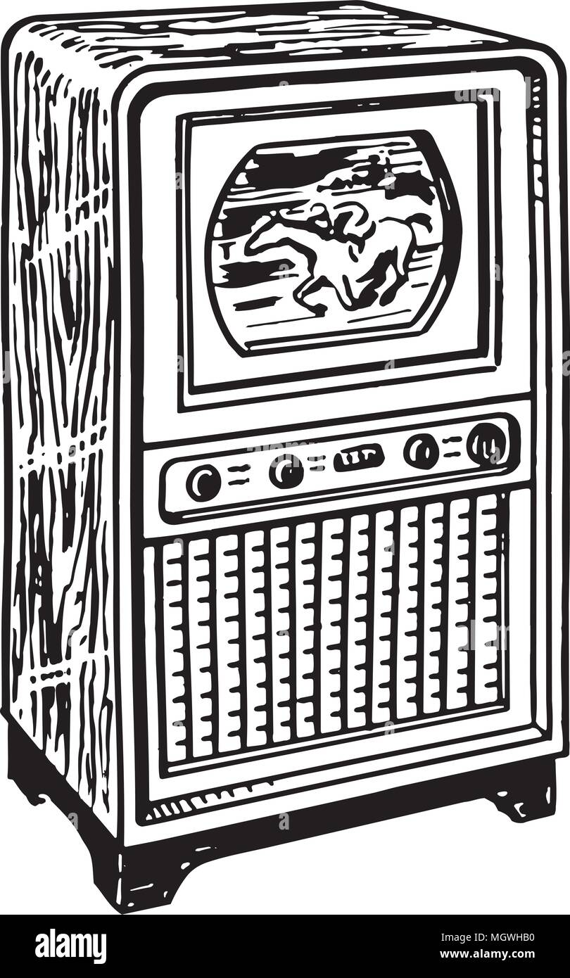 TV1 - Retro Ad Art Illustration Stock Vektor