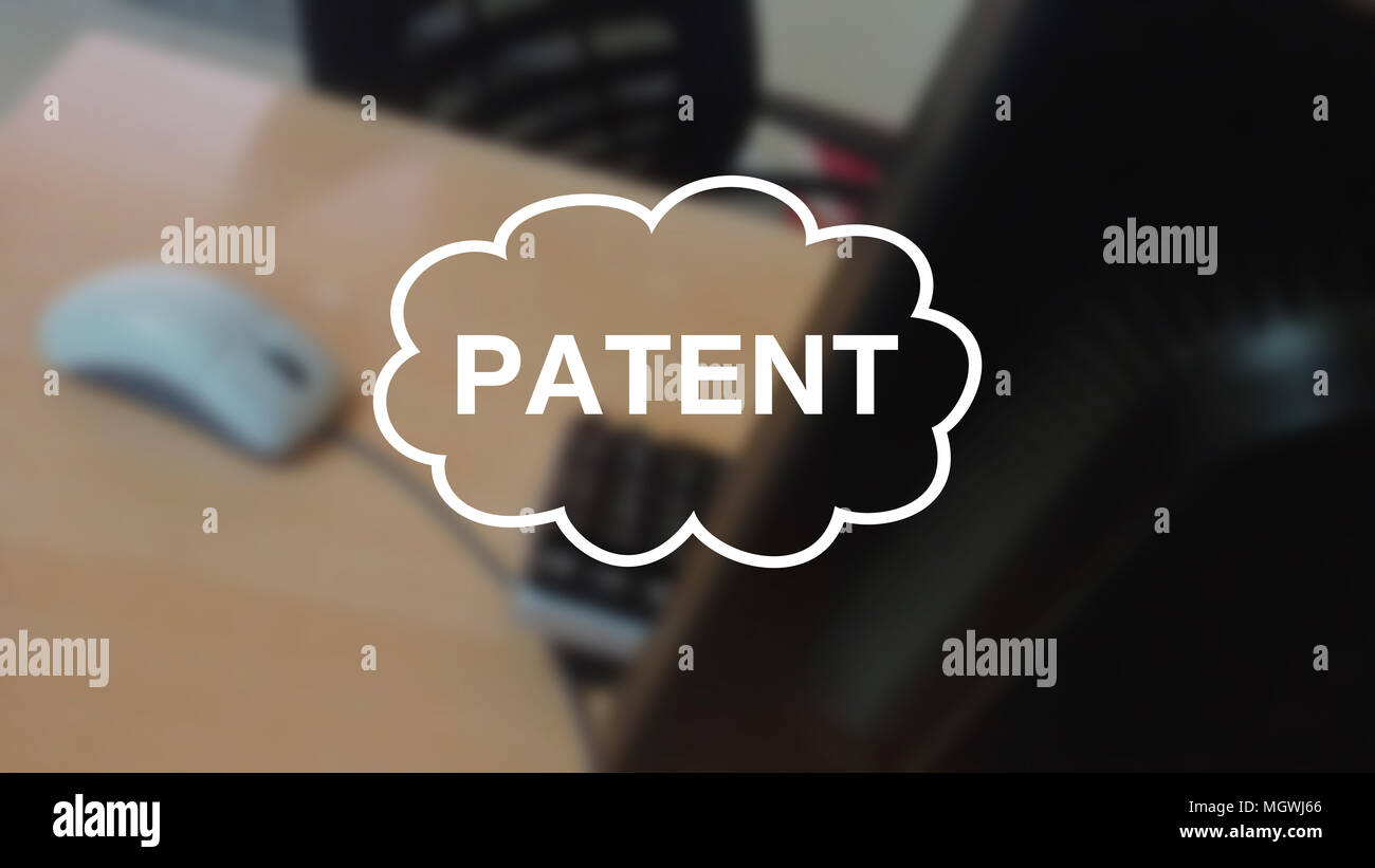 Patent Wort mit Unschärfe business Hintergrund Stockfoto