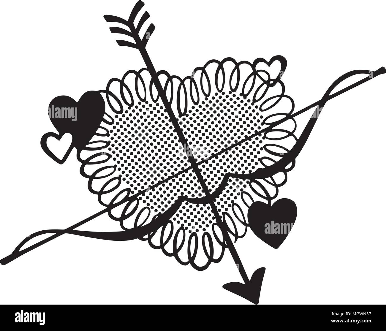 Valentine Herz - Retro Clipart Illustration Stock Vektor