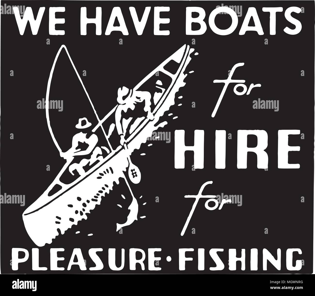 Wir haben Boote mieten - Retro Ad Kunst Banner Stock Vektor