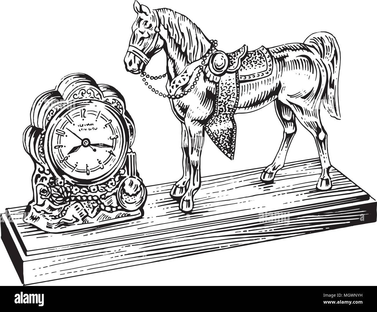 Western Clock - Retro Ad Art Illustration Stock Vektor