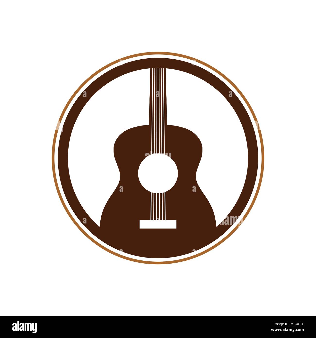 Akustik Gitarre Kreis Emblem Vektor Symbol Grafik Logo Design Stock Vektor