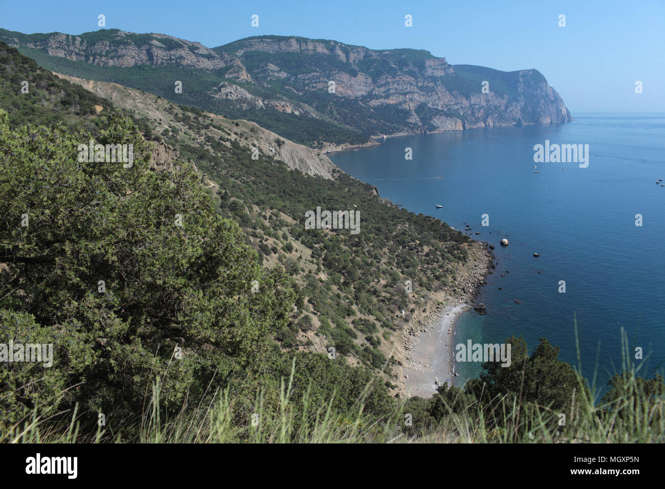 Küste der Krim in der Nähe von Aya Halbinsel Krim, Ukraine Stockfoto
