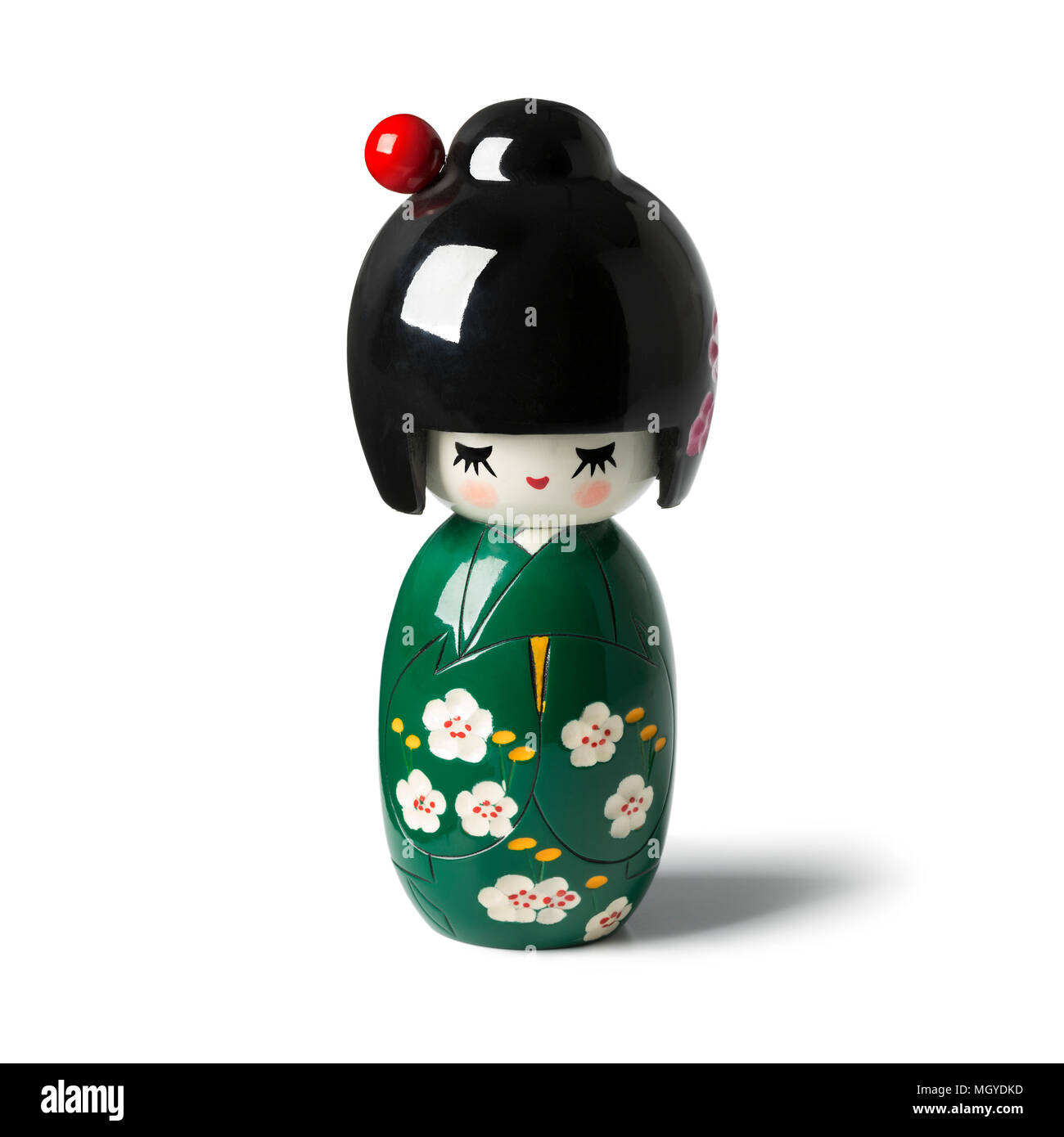 Traditionelle japanische Kokeshi doll auf weißem Hintergrund Stockfoto