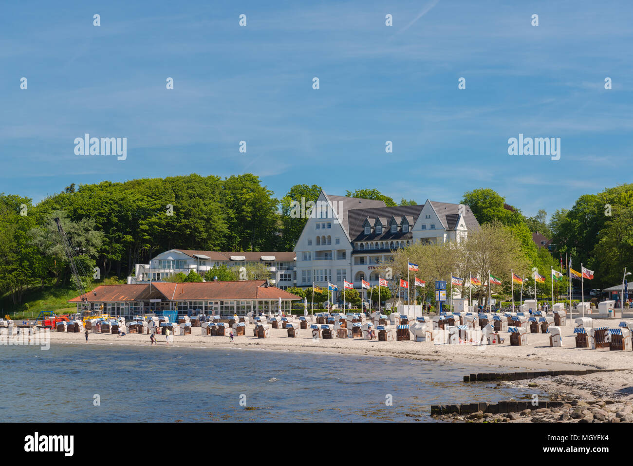 Direkt am Strand in Glücksburg, Flensburger Förde, Schleswig-Holstein, Deutschland, Europa Stockfoto